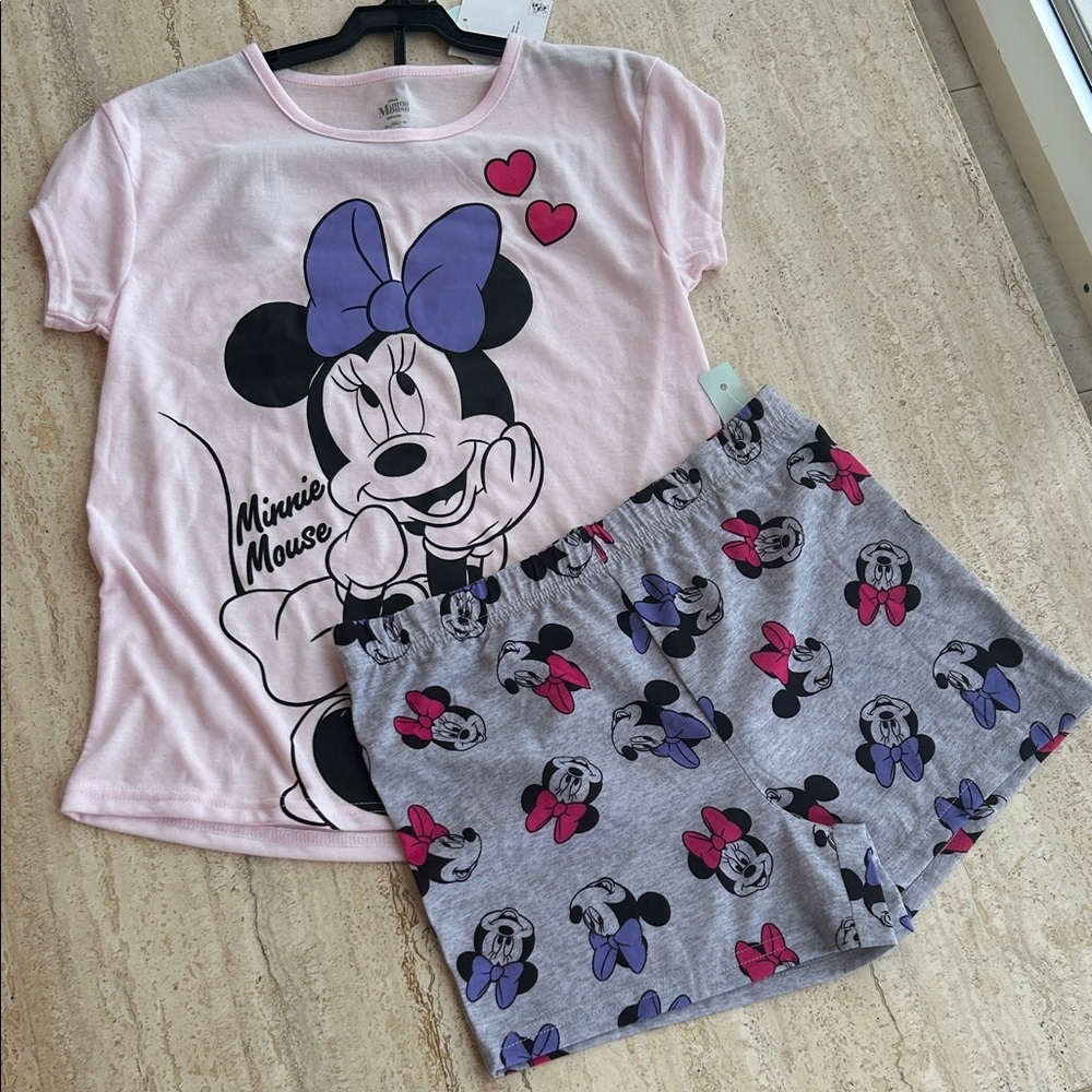 NEW 🆕 Minnie Mouse Kids Pajamas Set - Pink and Gray size 14 years
